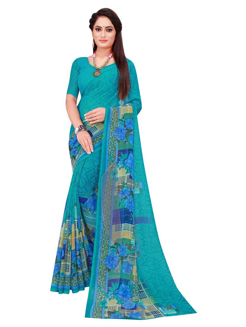 pack of 2 printed sarees with blouse - 18742154 - Standard Image - 2
