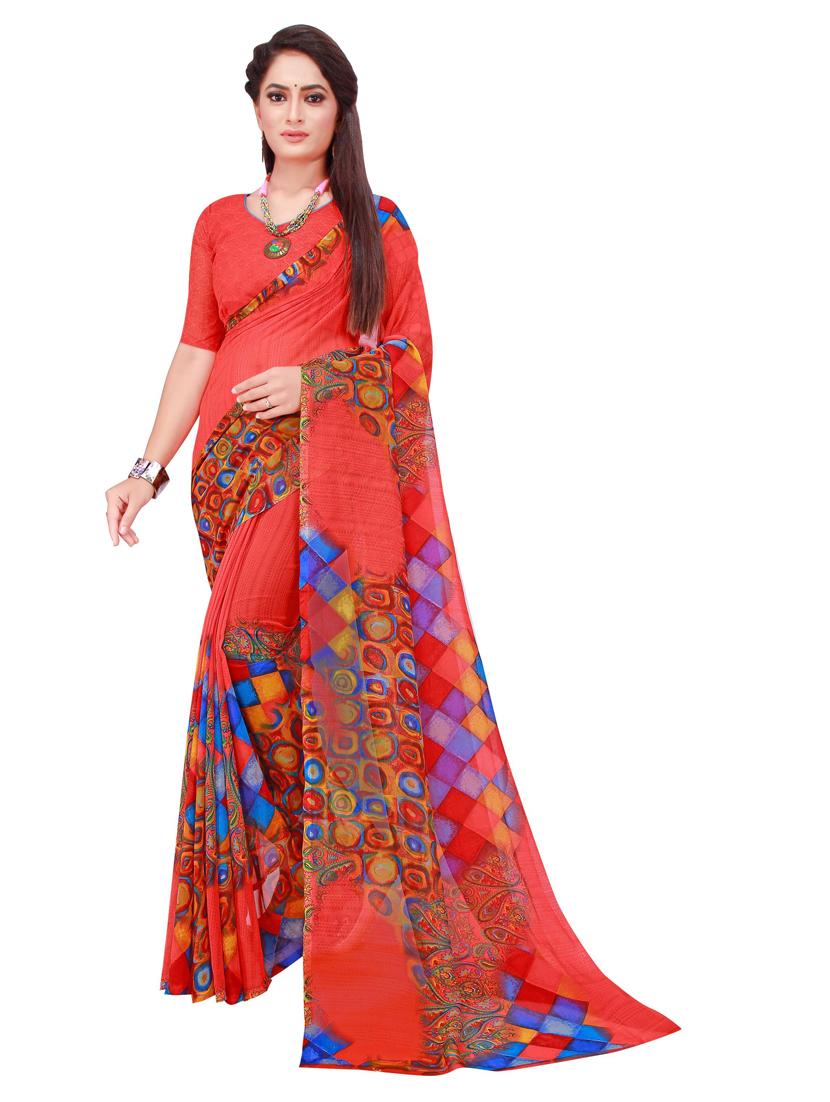 pack of 2 printed sarees with blouse - 18742188 - Standard Image - 2