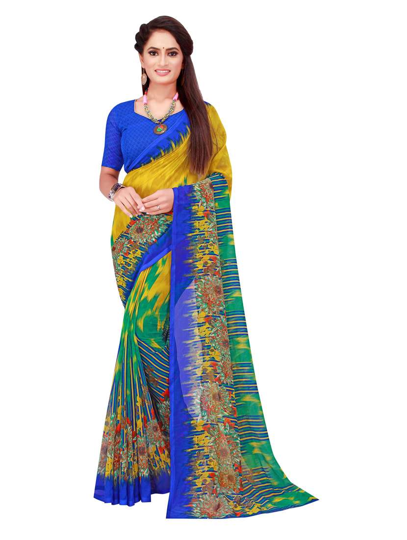 pack of 2 printed sarees with blouse - 18742279 -  Standard Image - 2
