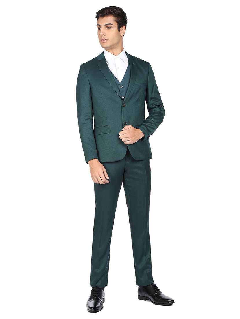 green blue solid suit set