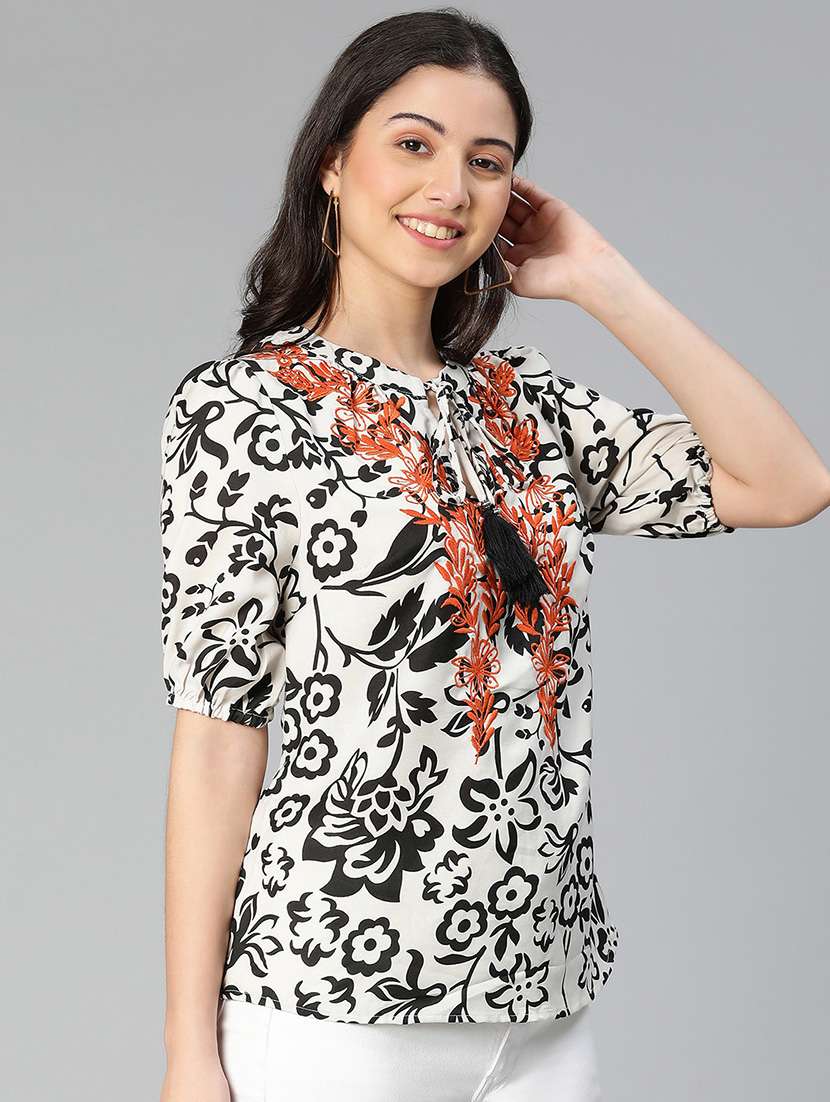 women's straight tie-up neck top - 18743171 -  Standard Image - 2