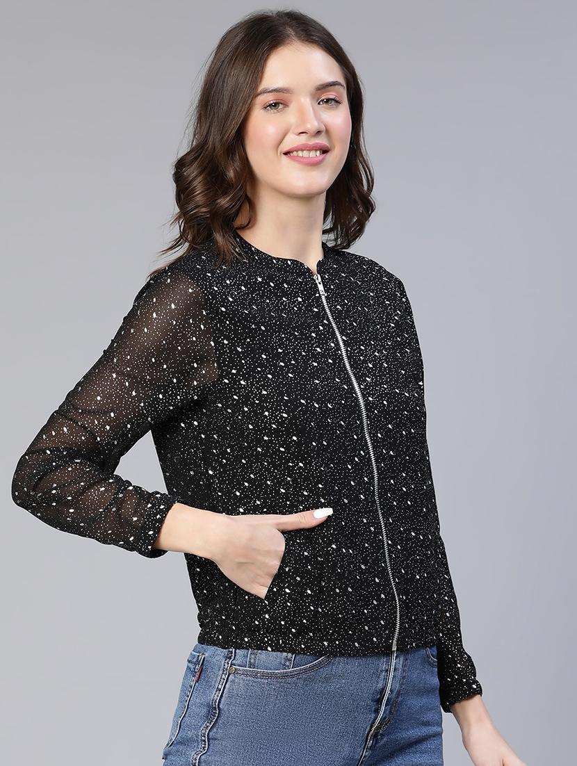 zip up printed casual jacket - 18743278 - Standard Image - 2