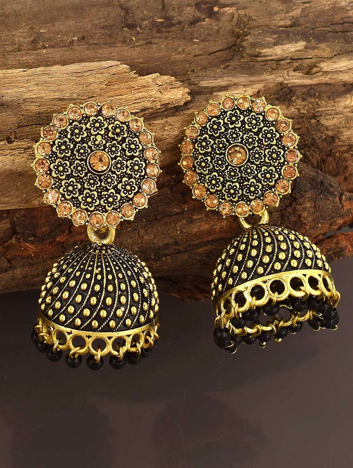 multi colored brass jhumka earring
