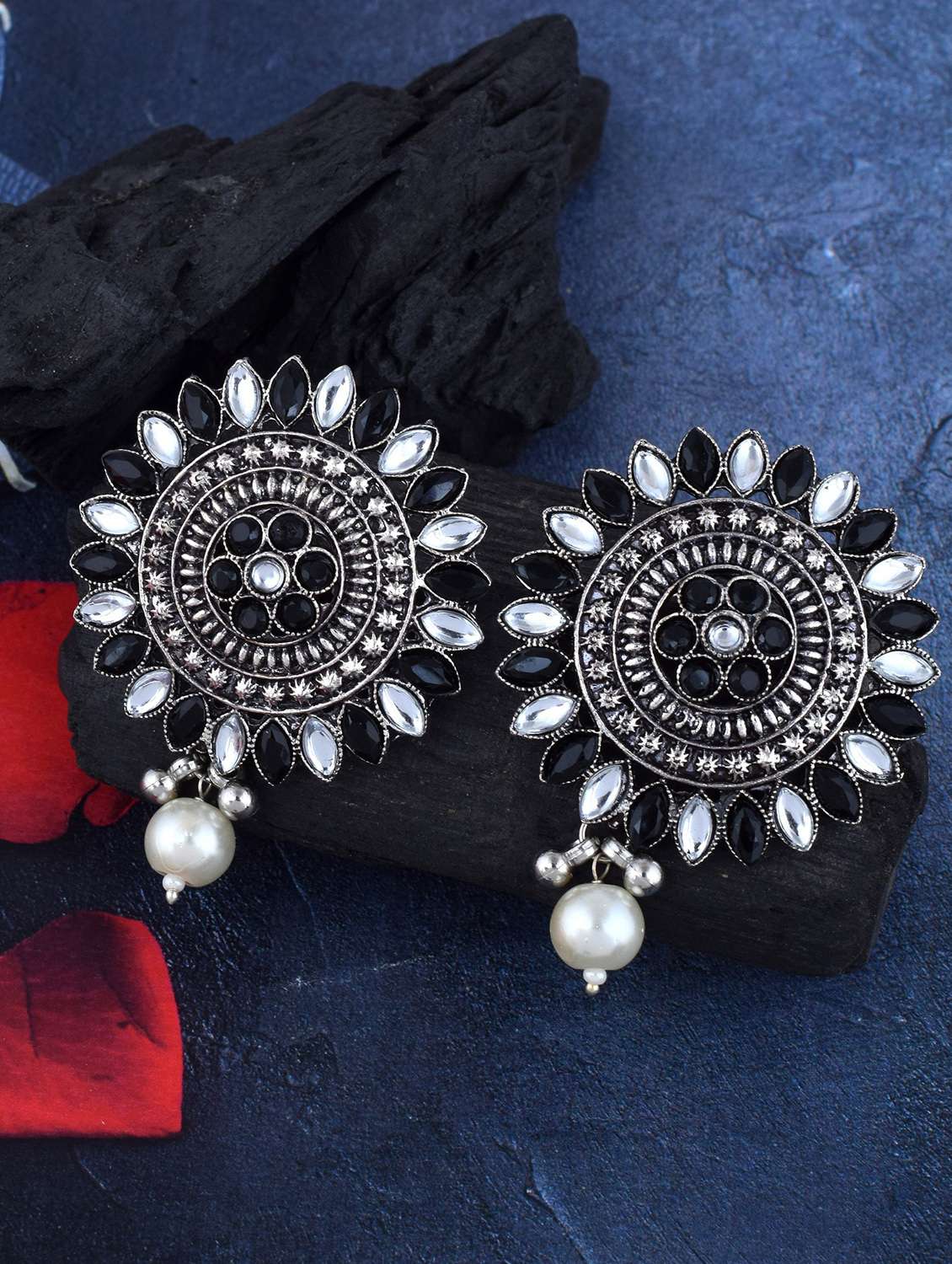 multi colored brass studs earring