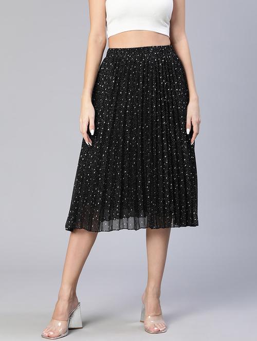 black polyester pleated skirts - 18743555 - Standard Image - 0
