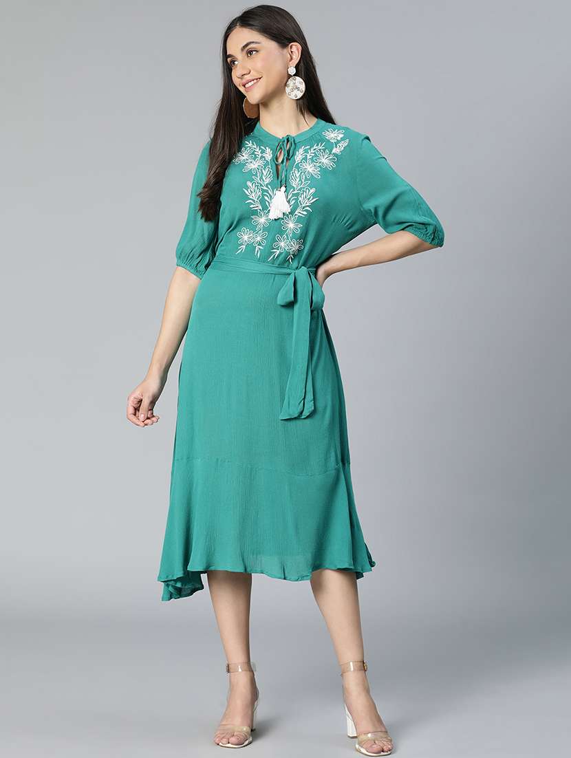 women's belted knee length dress - 18743611 - Zoom Image - 0
