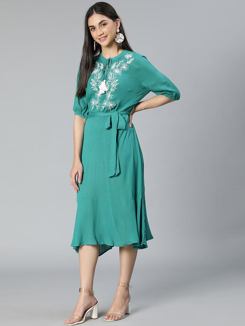 women's belted knee length dress - 18743611 - Standard Image - 2