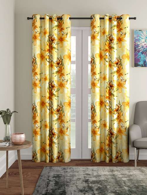 home sizzler star flower polyester semi-transparent curtains - 18743650 -  Standard Image - 0