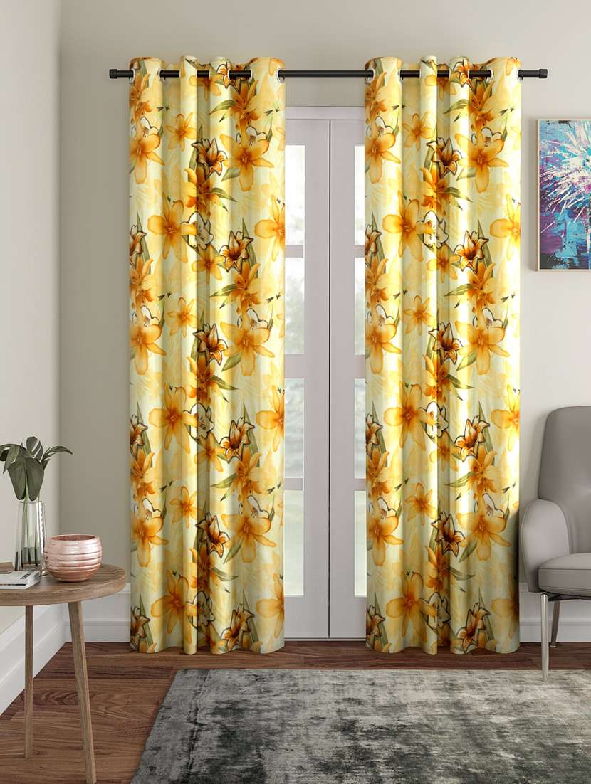 home sizzler star flower polyester semi-transparent curtains - 18743650 -  Zoom Image - 0