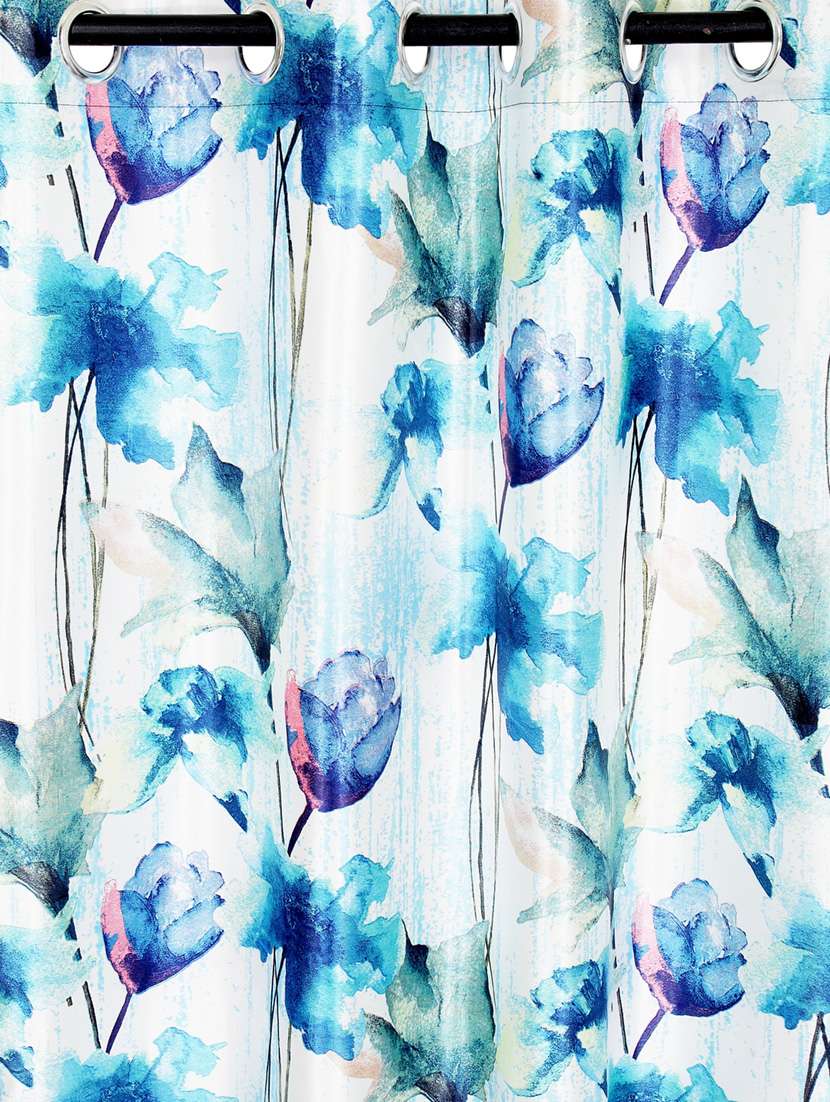 Home Sizzler Abstract Flower Polyester Semi Transparent Curtains
