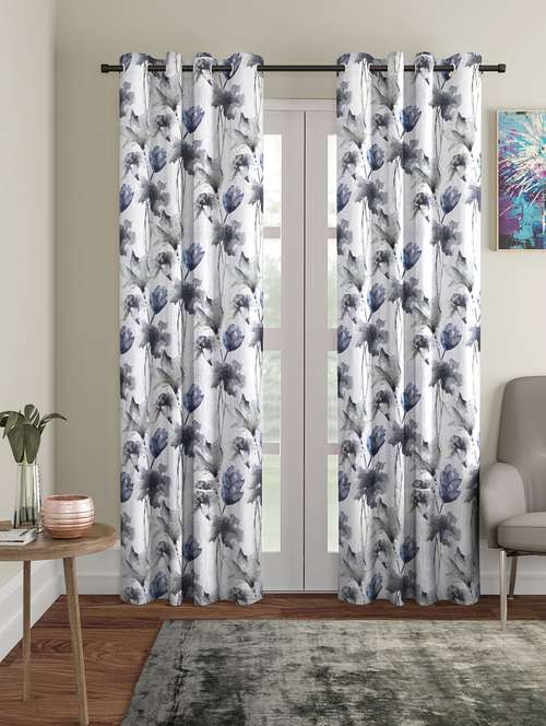 home sizzler abstract flower polyester semi-transparent curtains - 18743654 - Standard Image - 0