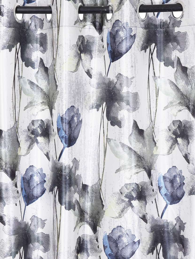 Home Sizzler Abstract Flower Polyester Semi Transparent Curtains