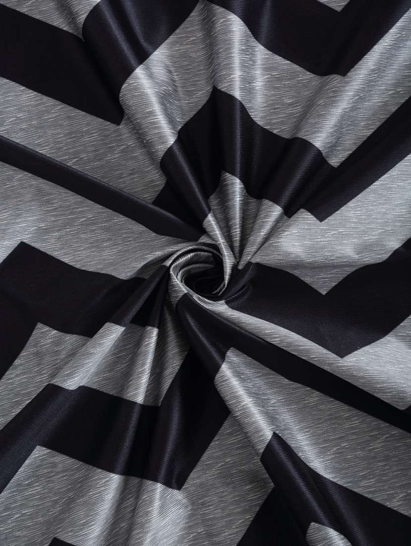 Home Sizzler Zigzag Black & Grey Polyester Semi Transparent Curtains