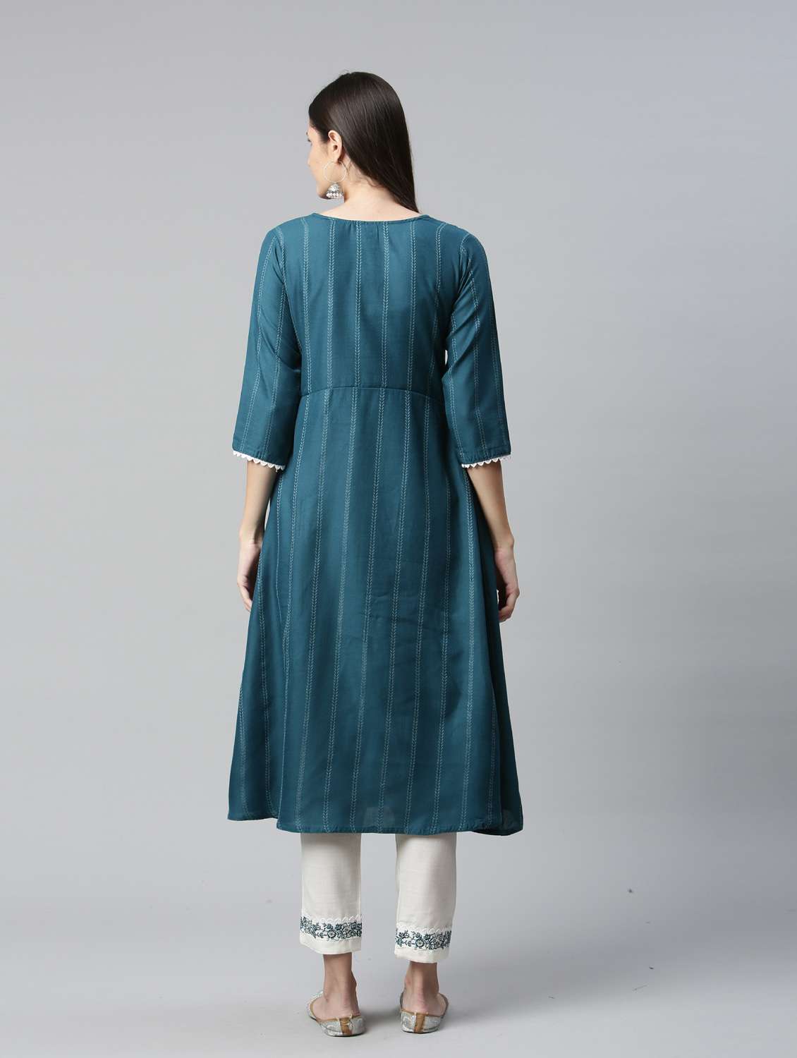 teal silk kurta pant  set - 18743708 -  Standard Image - 2