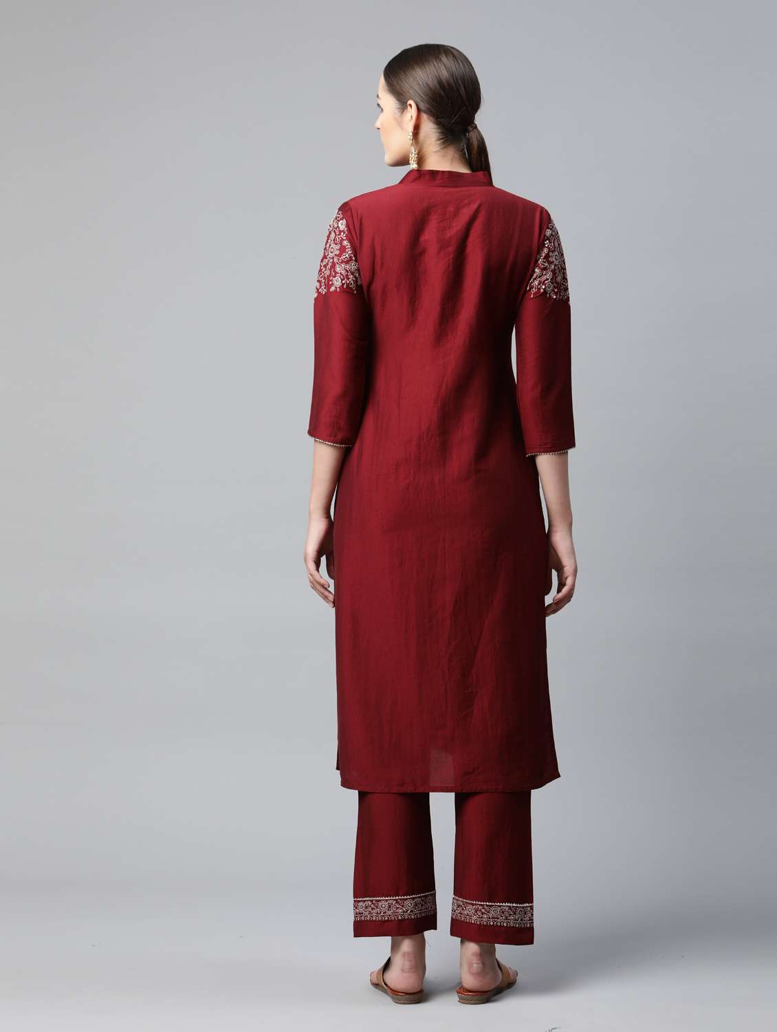 red chiffon kurta pant set - 18743714 - Standard Image - 2