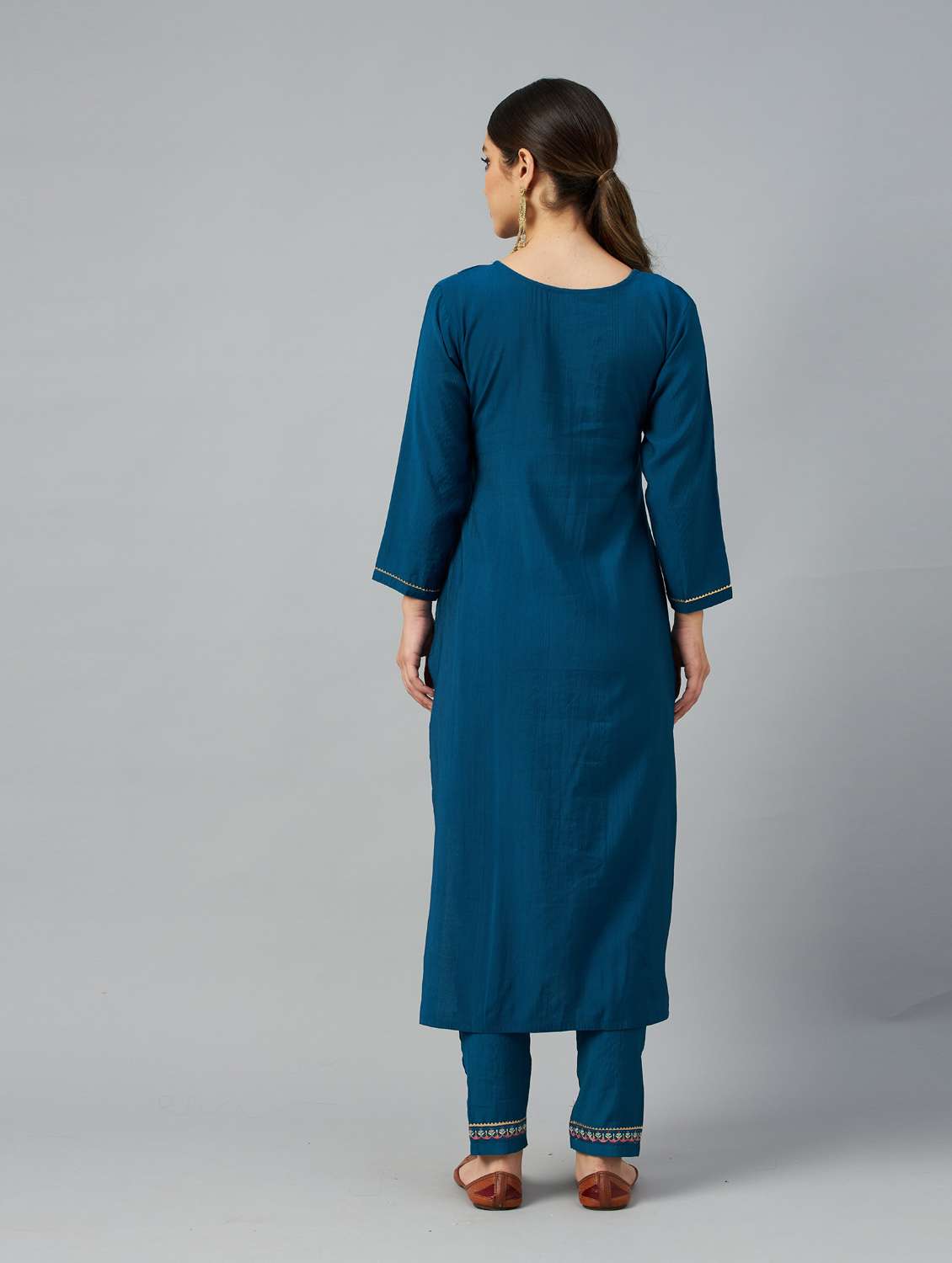 teal cotton kurta pant  set - 18743742 -  Standard Image - 2