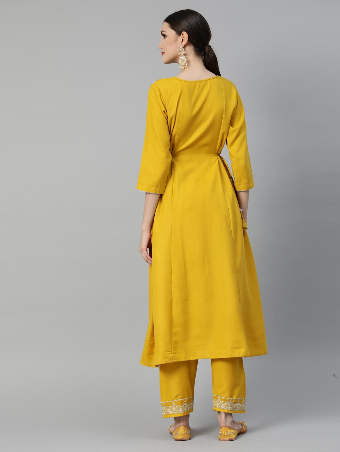 yellow cotton kurta pant set - 18743752 - Standard Image - 2