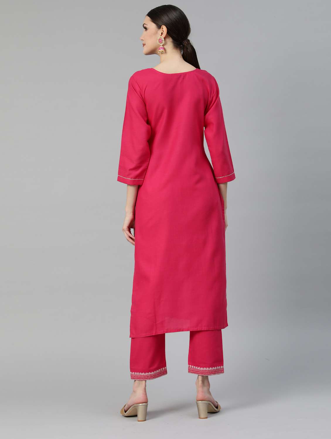 pink cotton kurta pant set - 18743763 - Standard Image - 2
