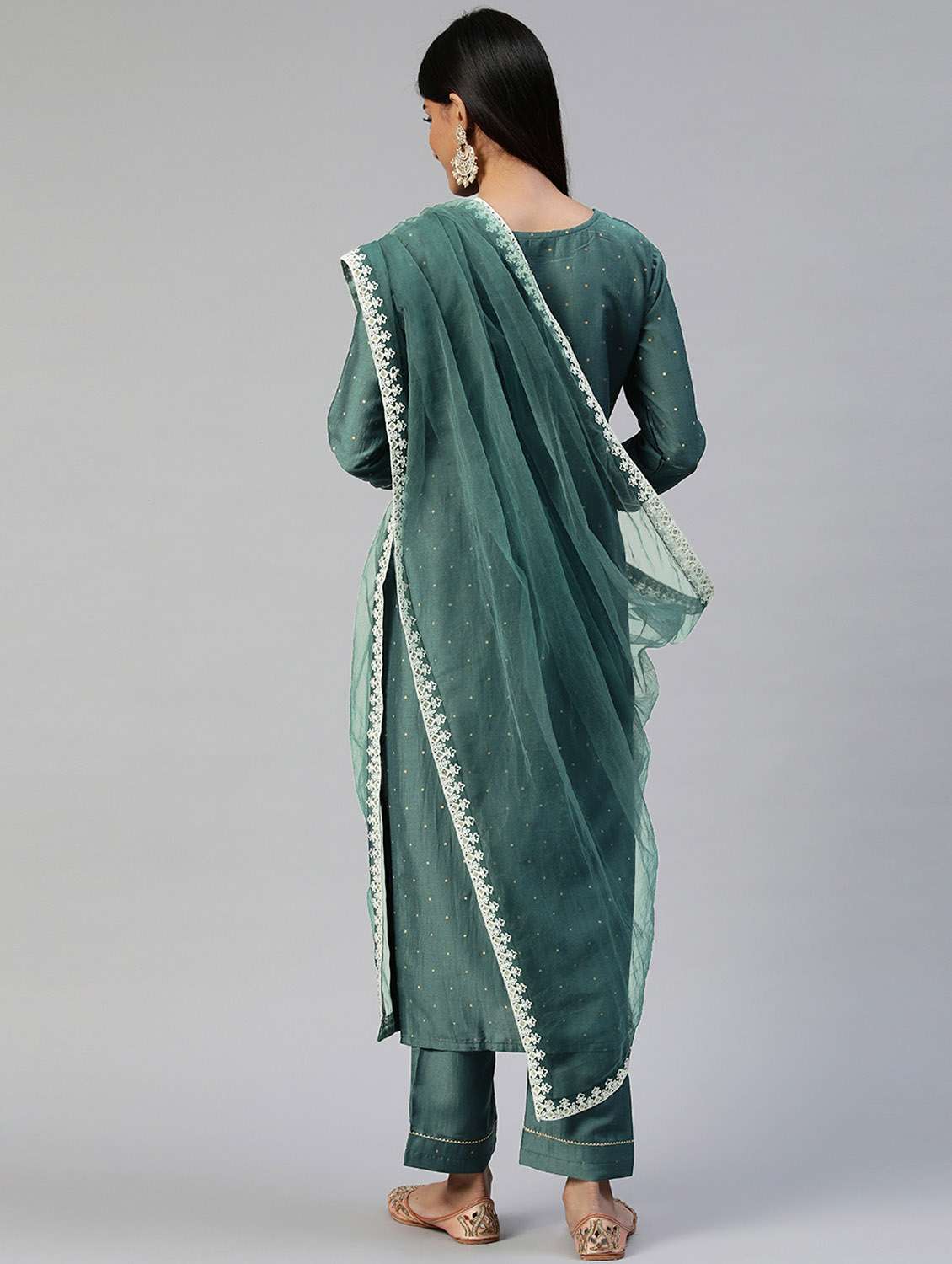 green kurta pant set with dupatta - 18743811 - Standard Image - 2
