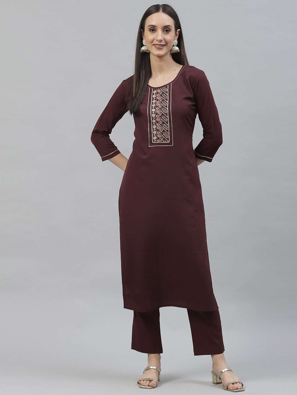 brown kurta pant set