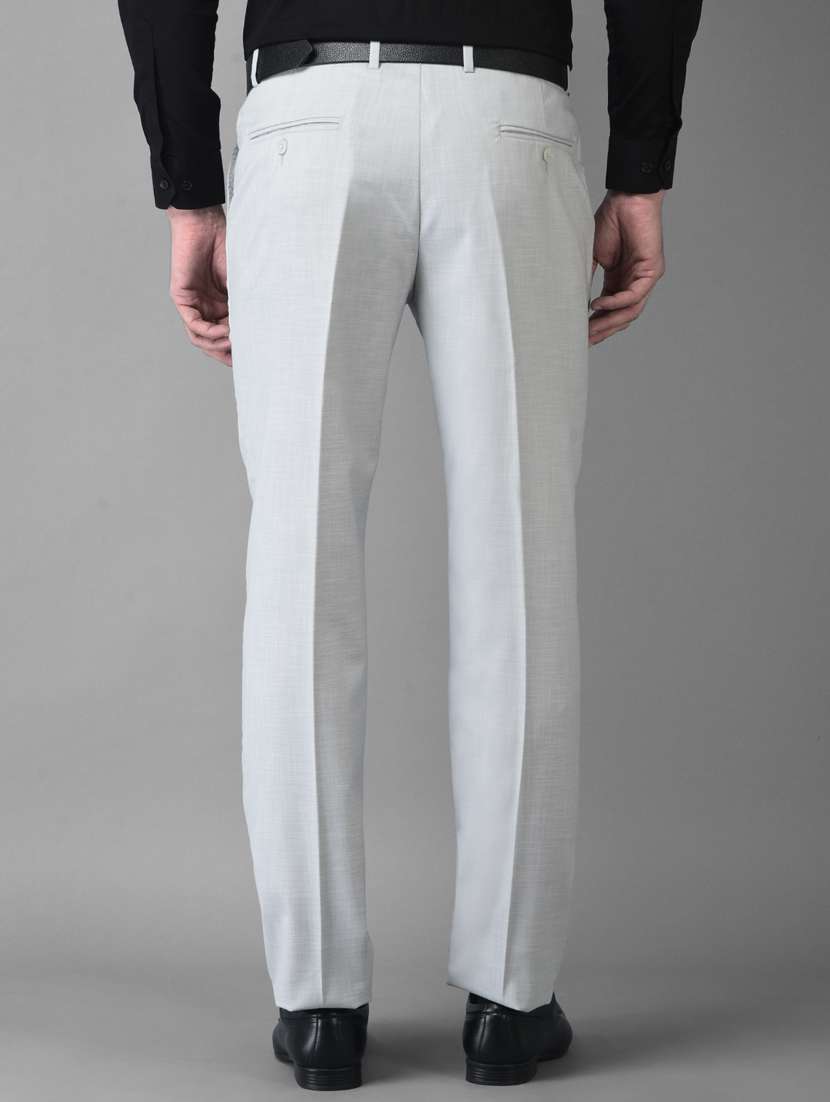 grey solid flat front formal trouser - 18743852 -  Standard Image - 2