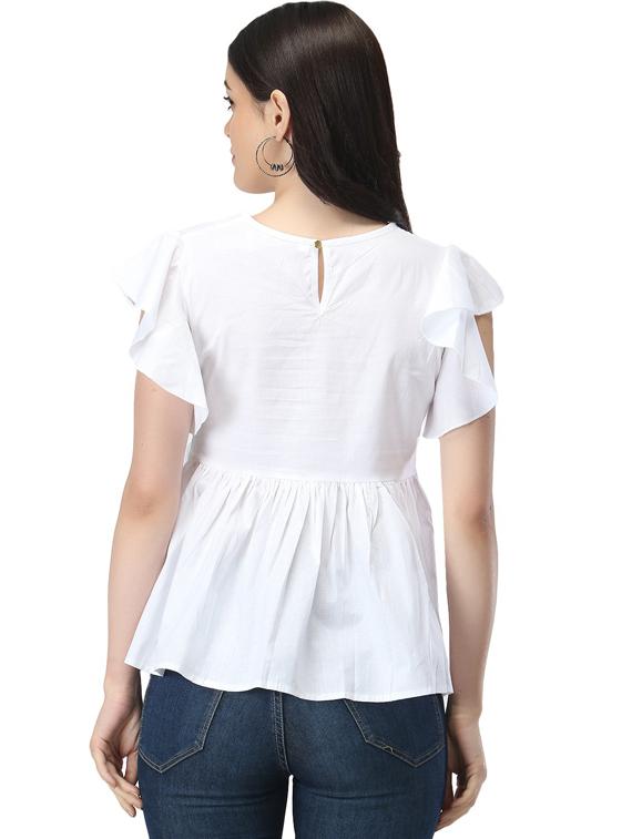 white crepe regular top - 18743891 - Standard Image - 2