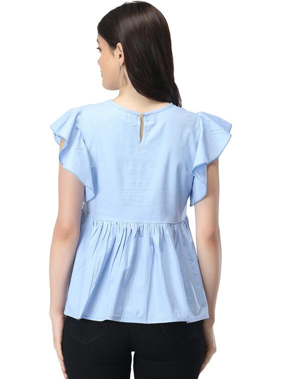 light blue viscose regular top - 18743904 - Standard Image - 2