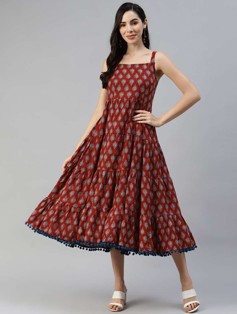 women's printed tiered dress