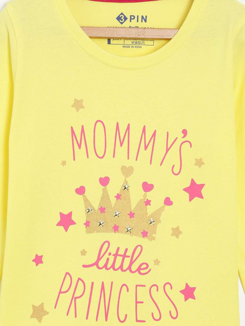 yellow printed round neck t-shirt - 18751007 - Standard Image - 2