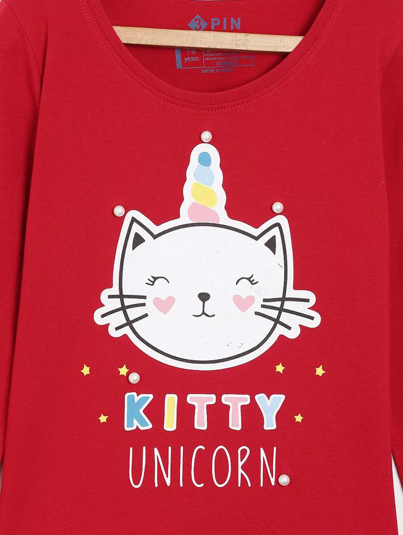 red printed round neck t-shirt - 18751012 -  Standard Image - 2