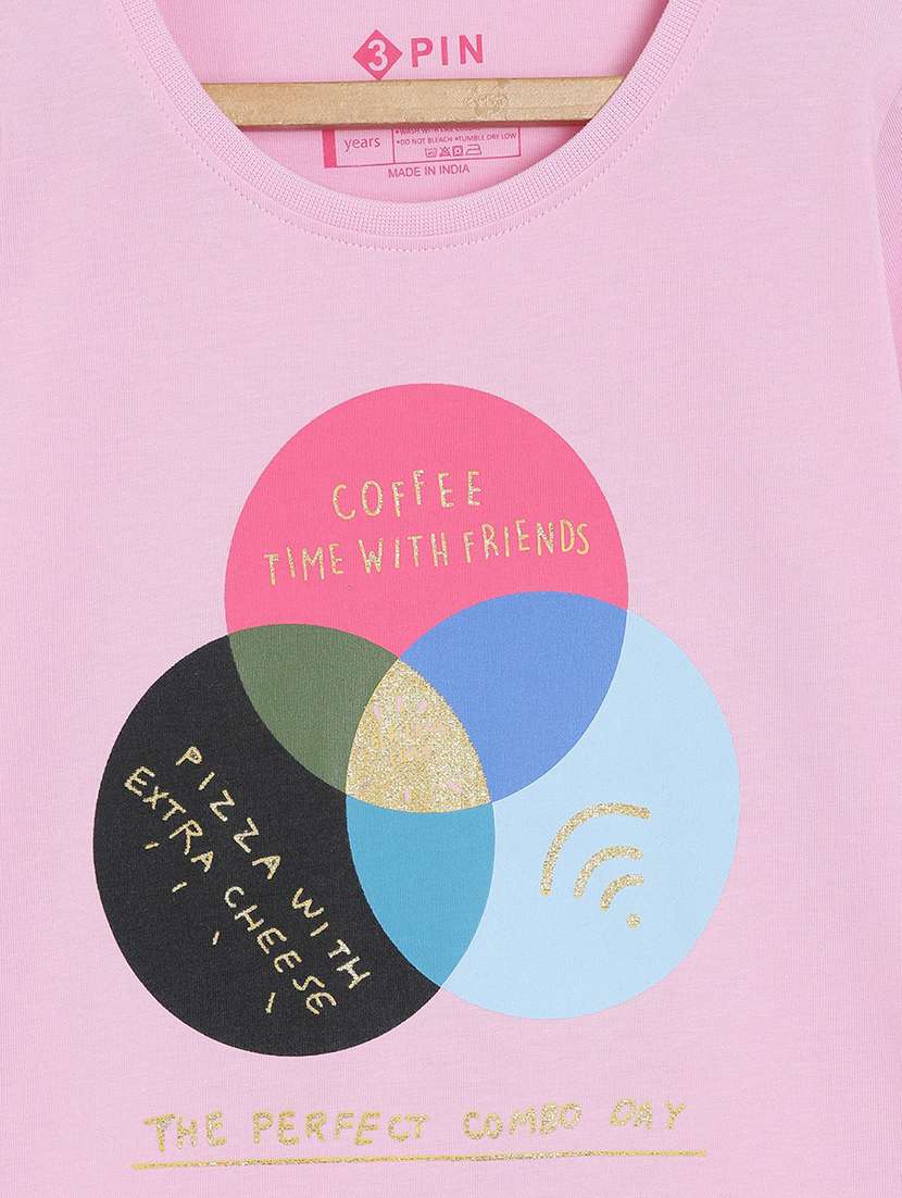 pink printed round neck t-shirt - 18751019 -  Standard Image - 2