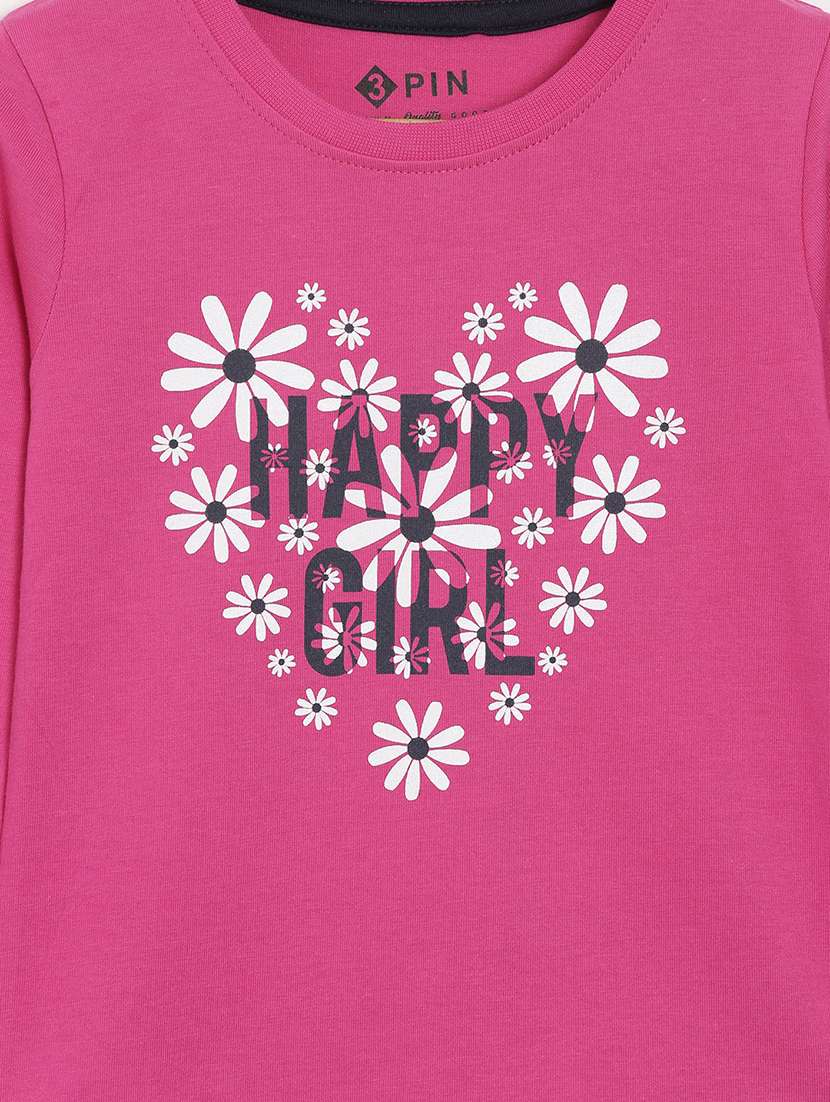 pink printed round neck t-shirt - 18751022 - Standard Image - 2