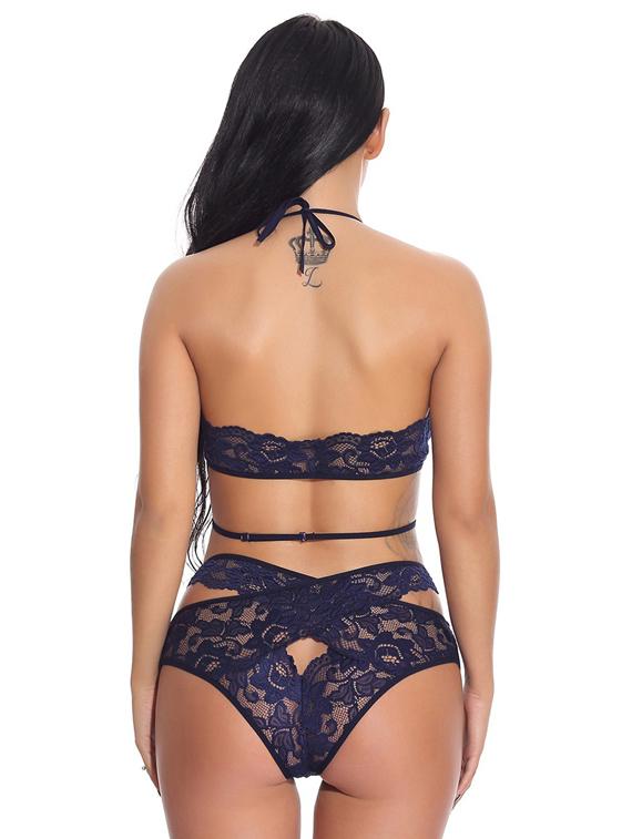 dark blue lace bras and panty set - 18752978 - Standard Image - 2