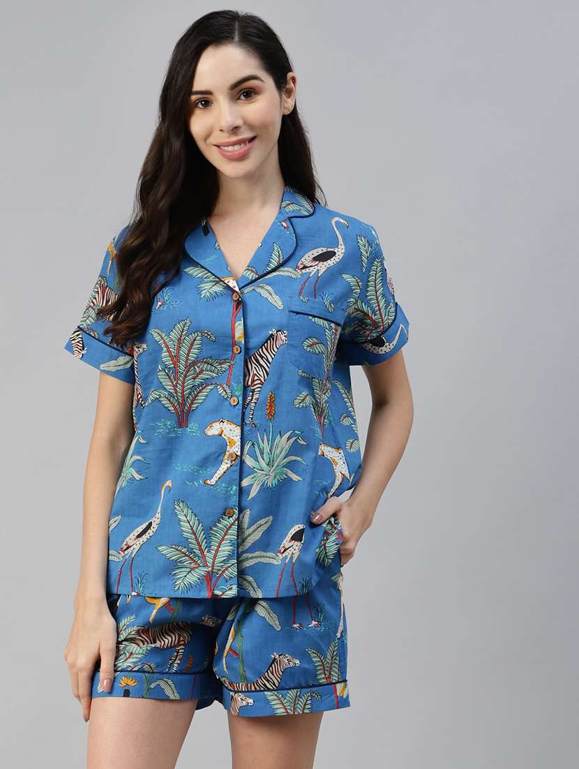 printed nightwear shorts set