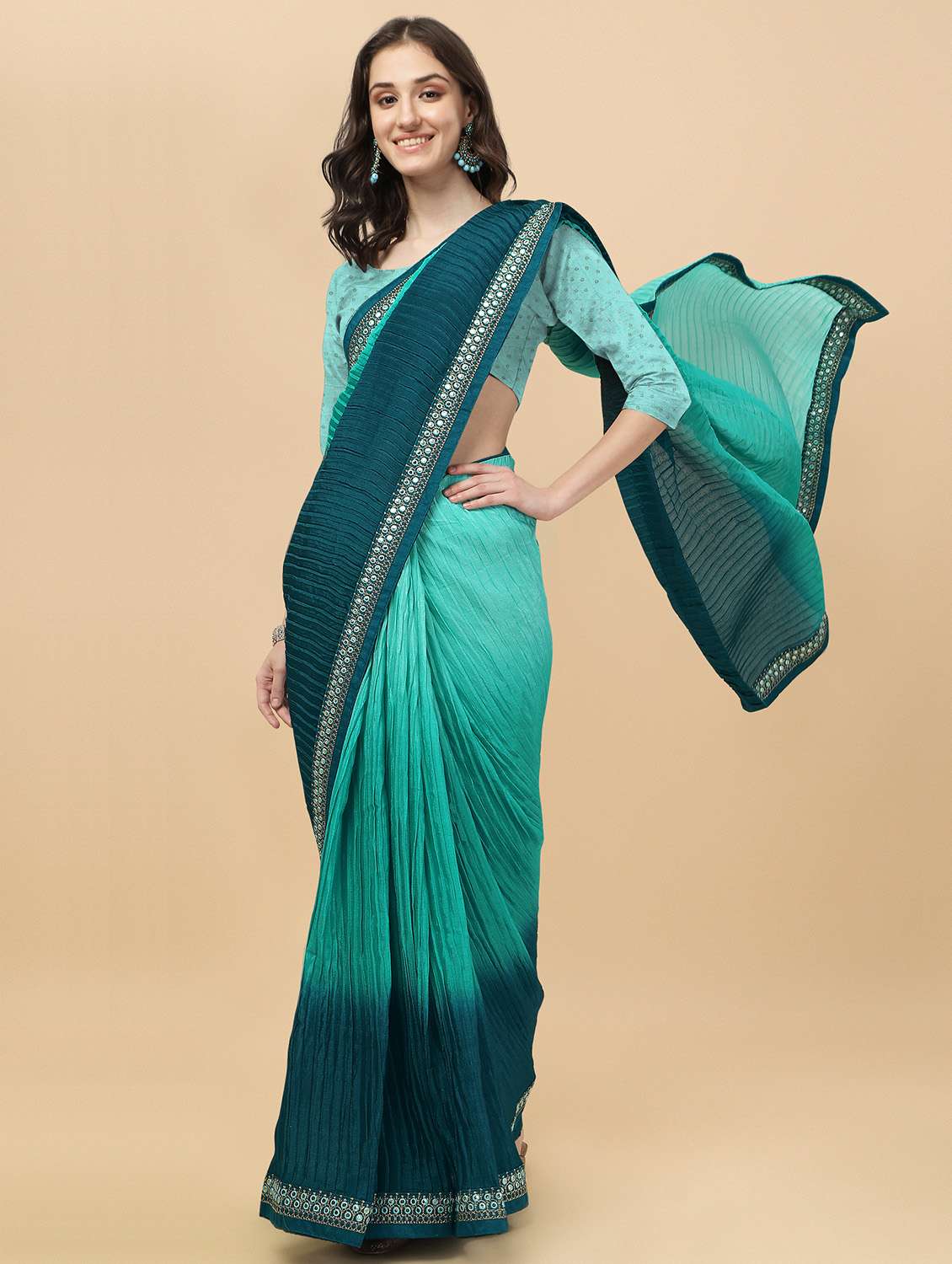 women's ombre blue colored saree - 18754249 - Zoom Image - 0