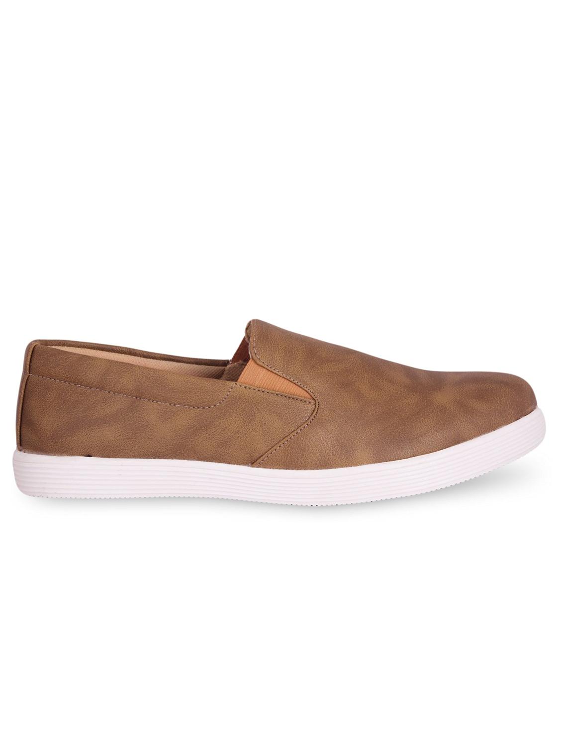 mens tan coloured slip on casual shoes - 18754406 - Standard Image - 2