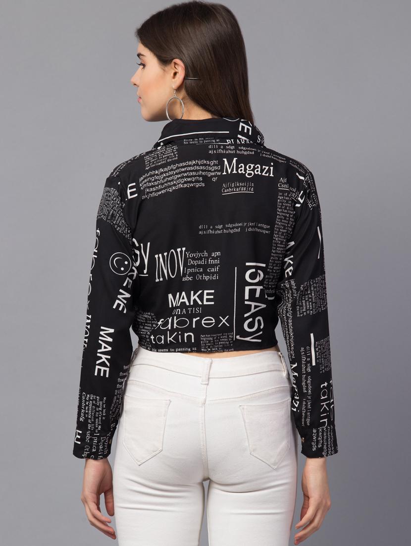 tie front printed crop top - 18757271 - Standard Image - 2
