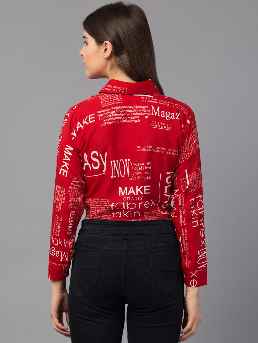 red crepe crop top - 18757277 - Standard Image - 2