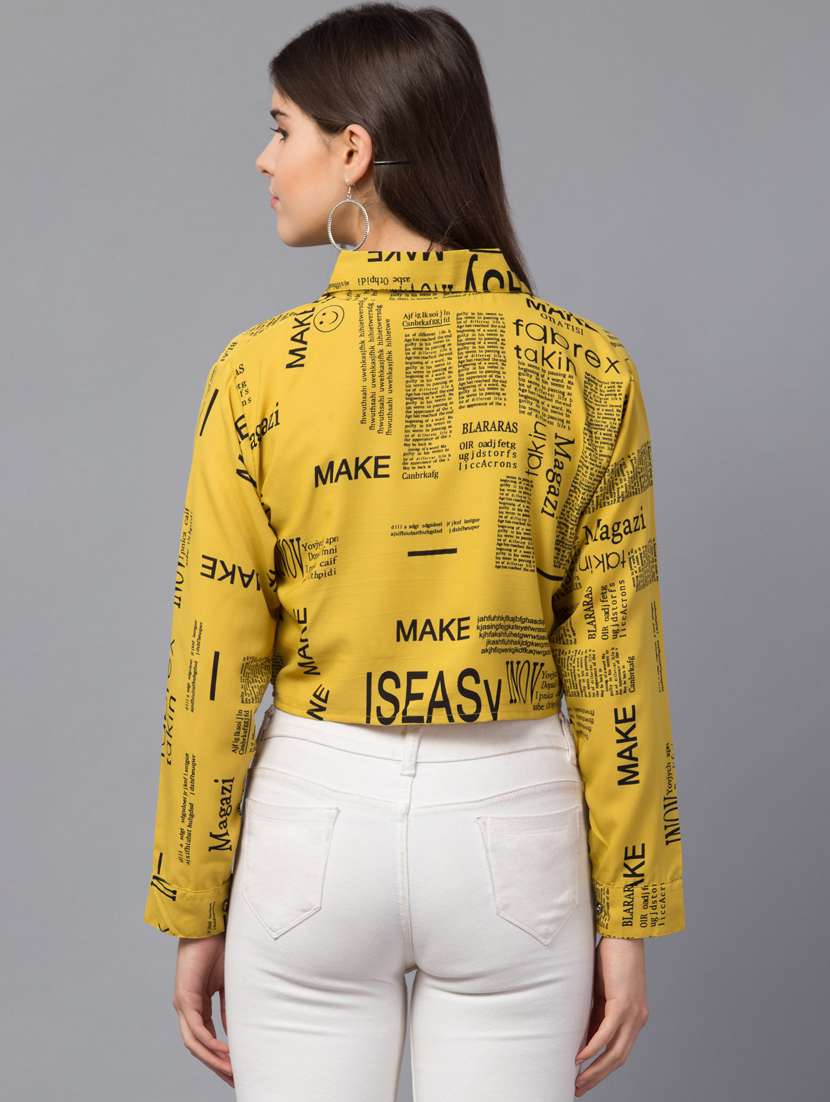 yellow crepe crop top - 18757282 - Standard Image - 2