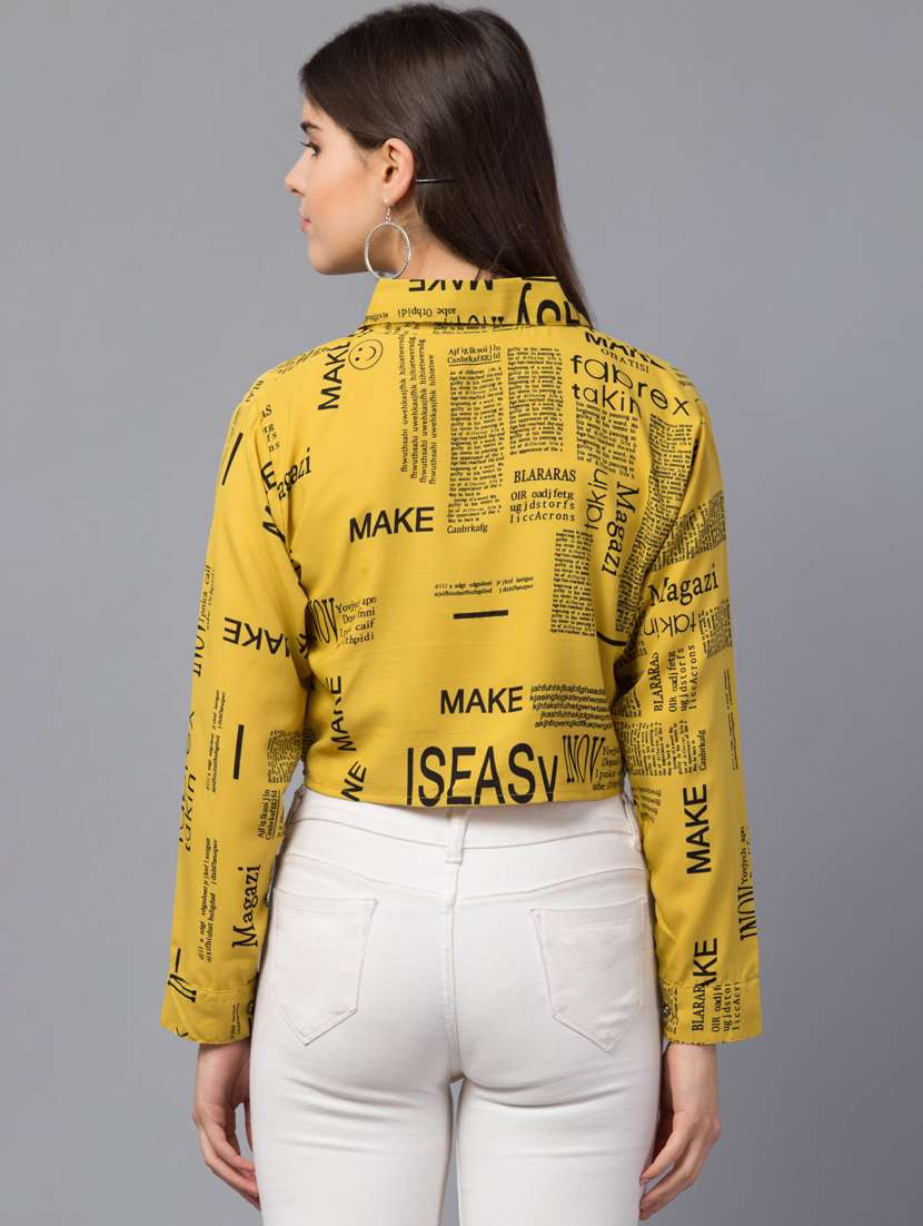 yellow crepe crop top - 18757283 - Standard Image - 2