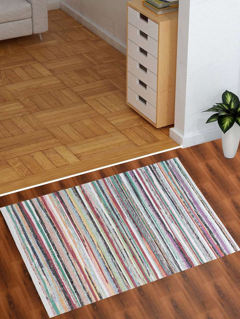 color waved  rectangle shape cotton rug