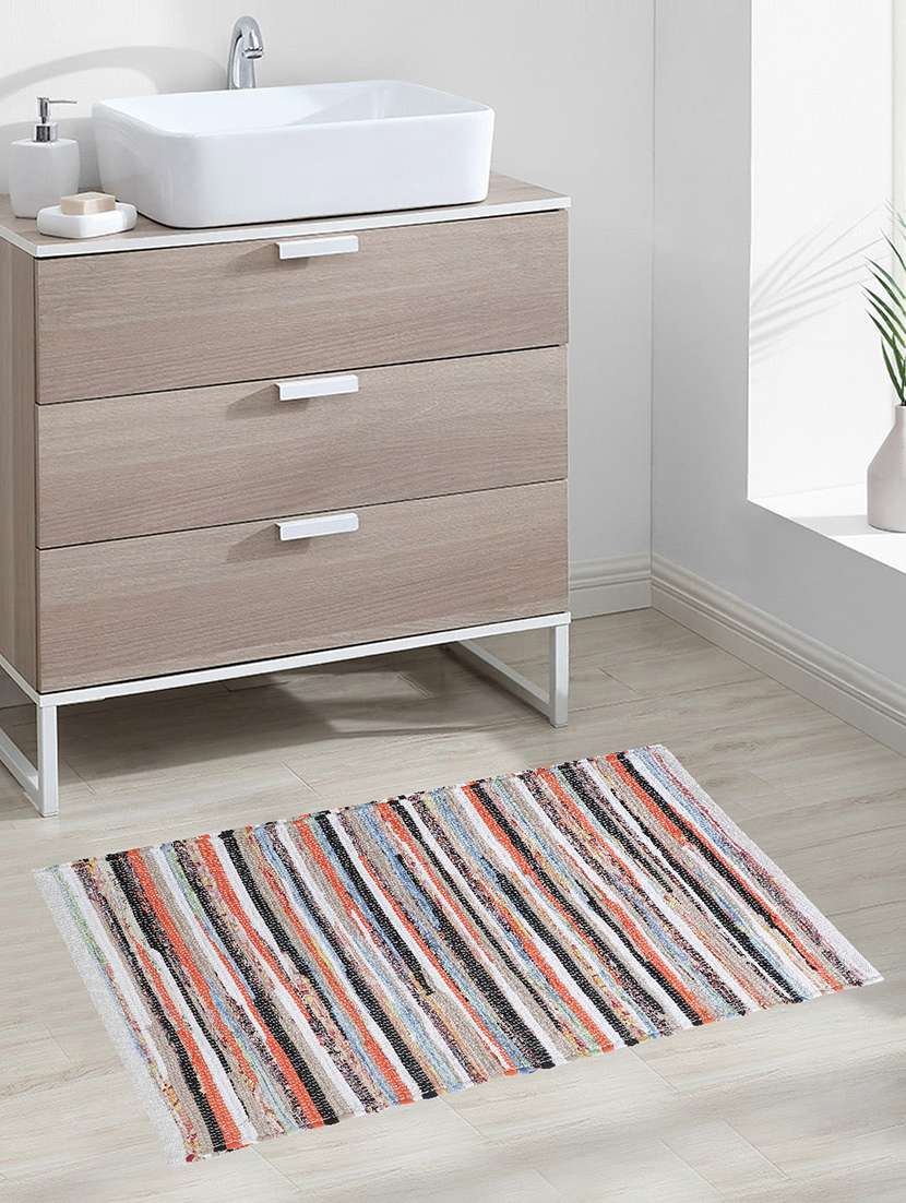 multicolored  rectangle shape cotton rug