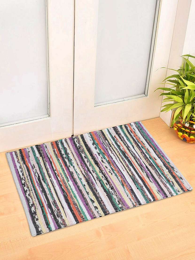 many colored  rectangle shape cotton rug