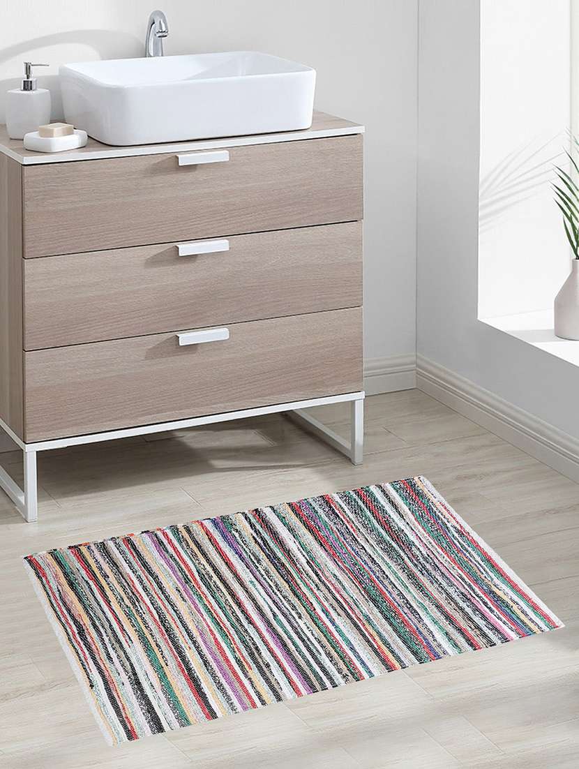 jazzy mixed colored rectangle shape cotton rug