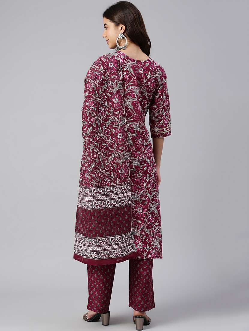 women purple kurta palazzo set with dupatta - 18757764 - Standard Image - 2