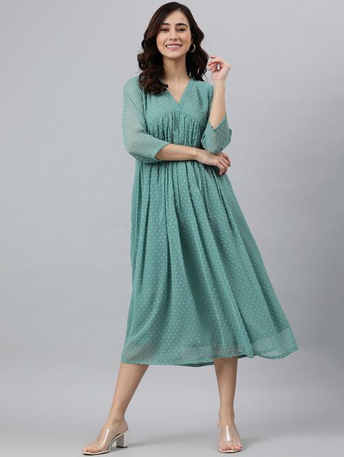 women's fit & flare swiss dots dress - 18757969 -  Standard Image - 0