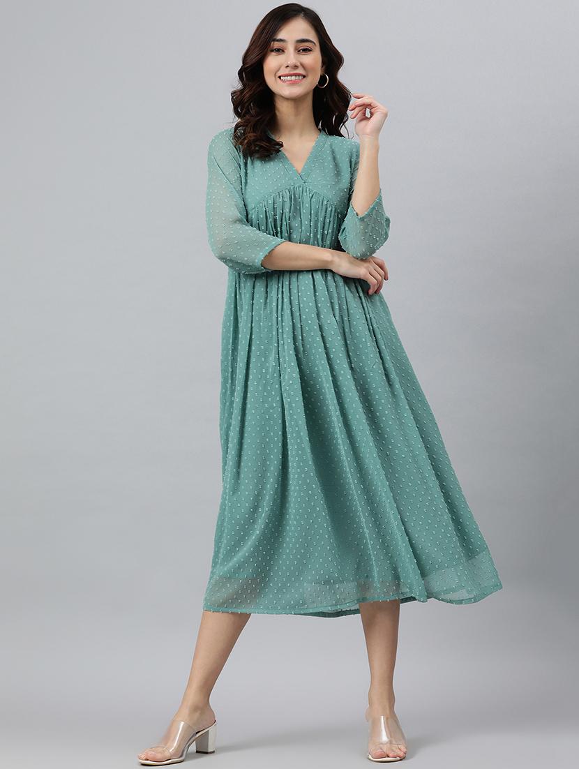 women's fit & flare swiss dots dress - 18757969 -  Zoom Image - 0