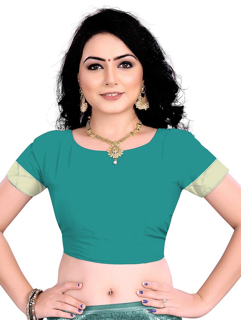 turquoise blue banarasi saree with blouse - 18758536 - Standard Image - 2
