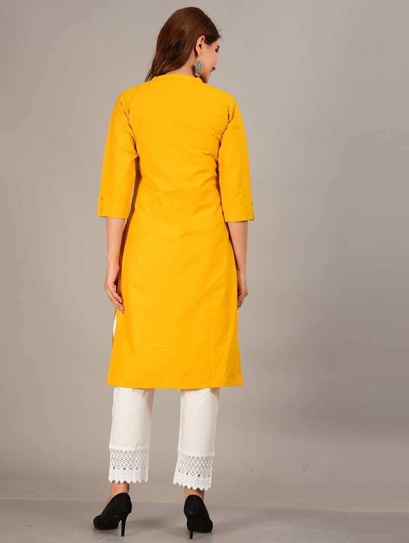 yellow cotton kurta pant set - 18758739 - Standard Image - 2