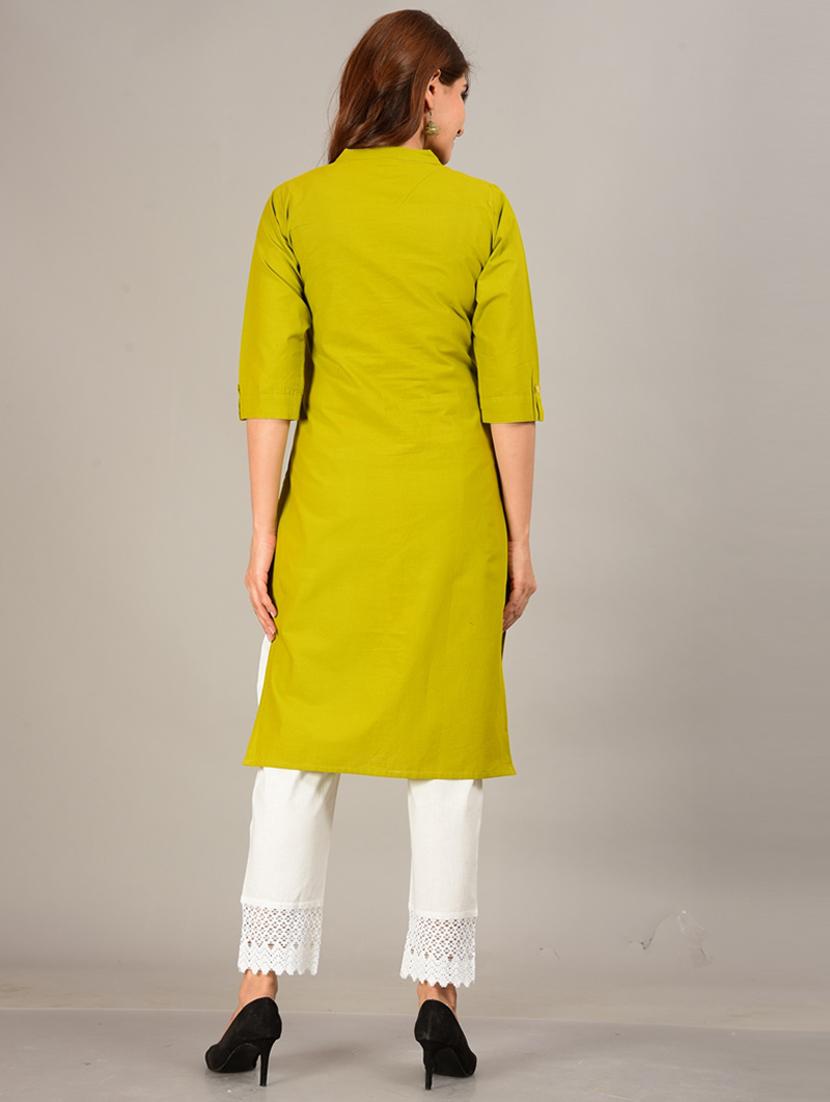olive cotton kurta pant set - 18758740 - Standard Image - 2